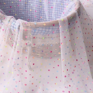 Rainbow Polka Dots Mesh Stretch Fabric, Colorful Embroidery Dots Lace, 2 Ways Stretch Tulle lace Fabric For Tutu dress, Bridal Veil,  1 Yard