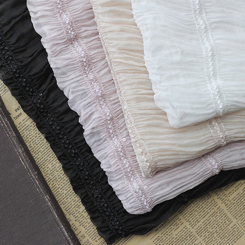 Cupcake dress Lace Top 1 yard Soft Pleated Chiffon lace Fabric Party Dress Striped Sequin Ruffled fabric For Spring Dress Wedding Dress