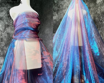 Sparkle Ombre Tulle fabric, Illusion Iris Mesh Lace, Organza lace For Prom, Ball Gowns, Wedding Dress, Houte Couture, Lace Top, By 1 yard