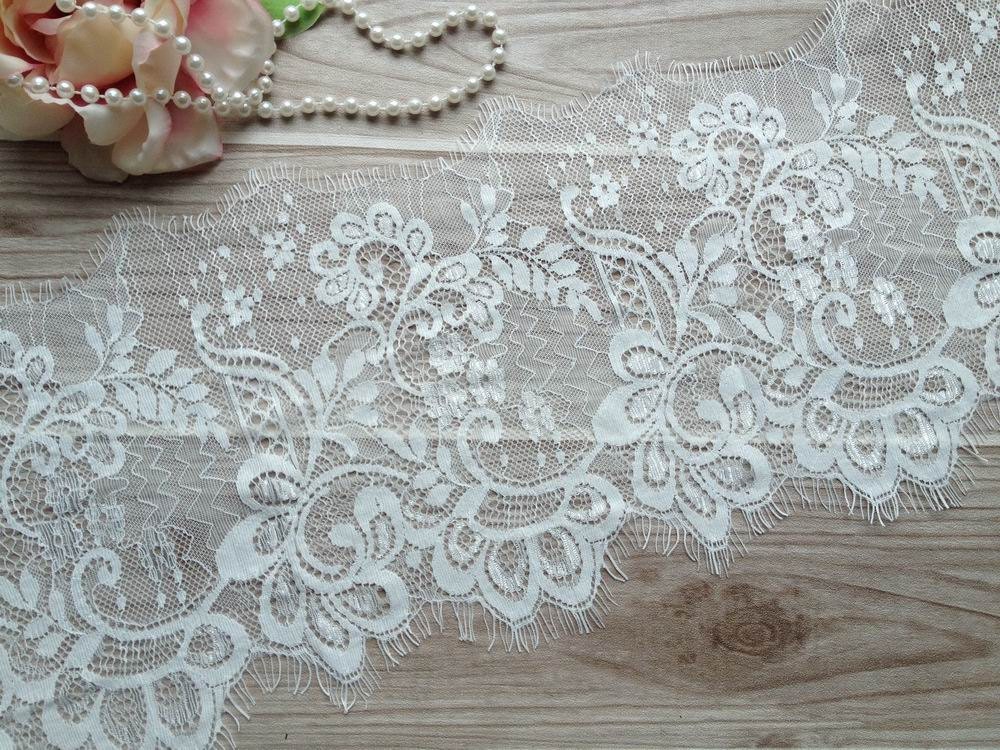 White Lace Trim Frech Chantilly Eyelash Lace Fabric Wedding | Etsy