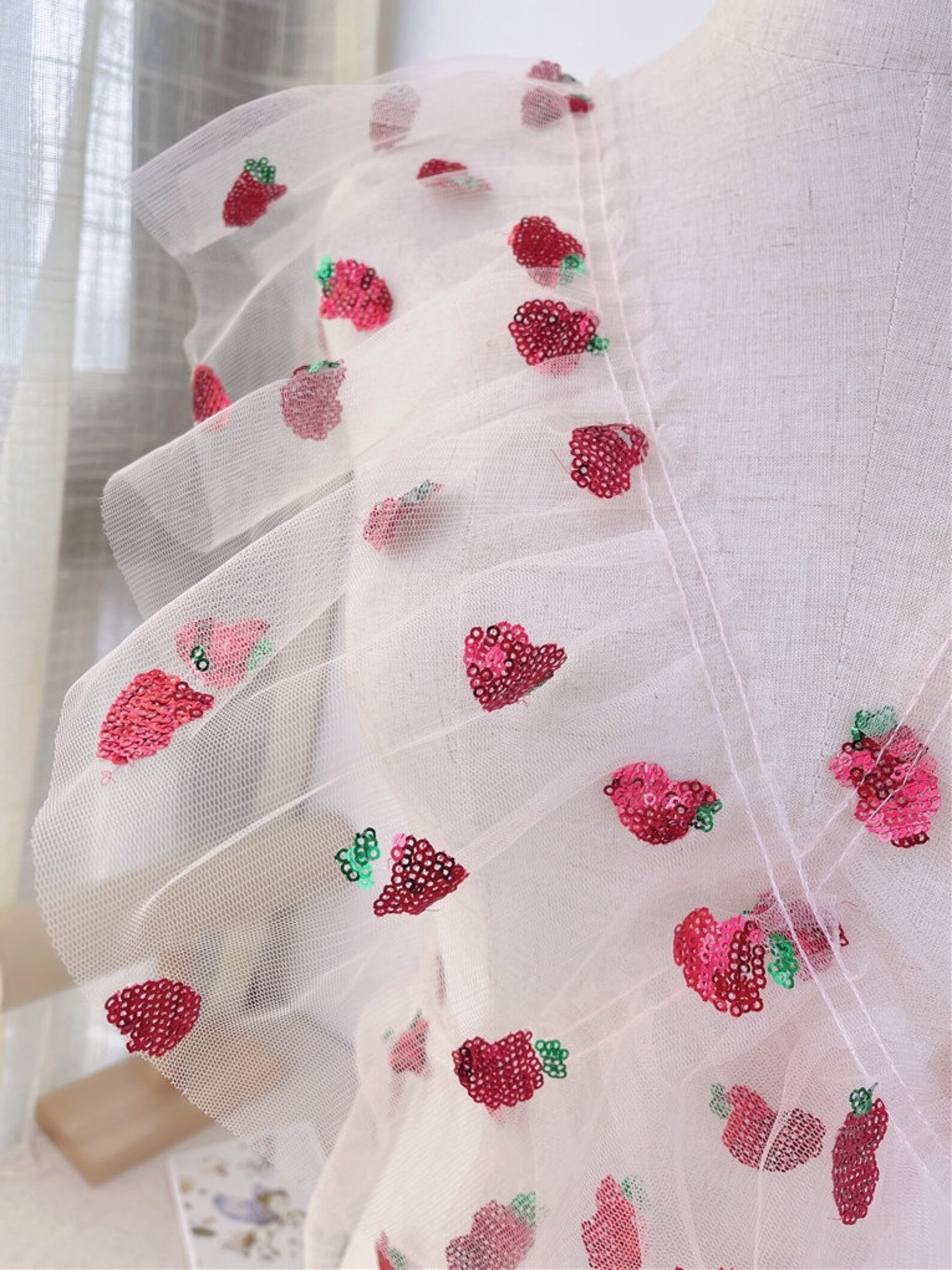 strawberry sequin tulle