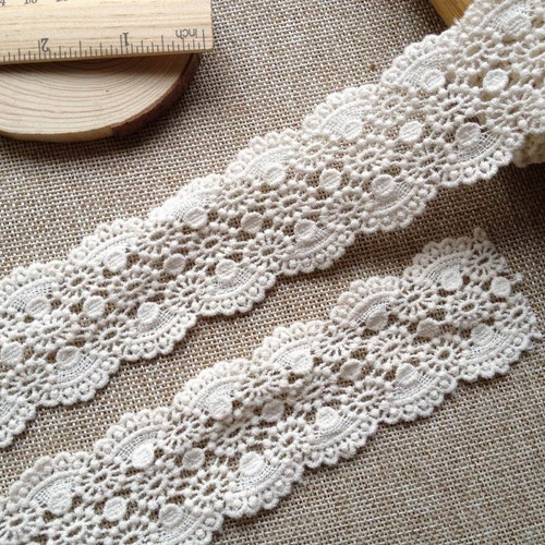 2 Yards Retro Cotton Lace Trim White Star Lace Trim for Etsy