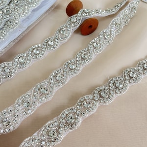 Sparkle Shinny Strass Perlen Trim, Silber Perlen Braut Schärpen Gürtel trimmen, Schmuck Design Versorgung, Aufbügeln für Hochzeitskorb, 1 Stck