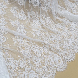 French Chantilly Lace Ivory Rose Flower Trim Fabric Corded - Etsy