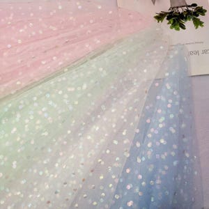 Rainbow Polka Dots Mesh Tulle Fabric, Print Dots Lace, Colorful Dots Dresses Fabric for Baby Tutu, Veil, DIY craft, Toddle dress, 1 yard