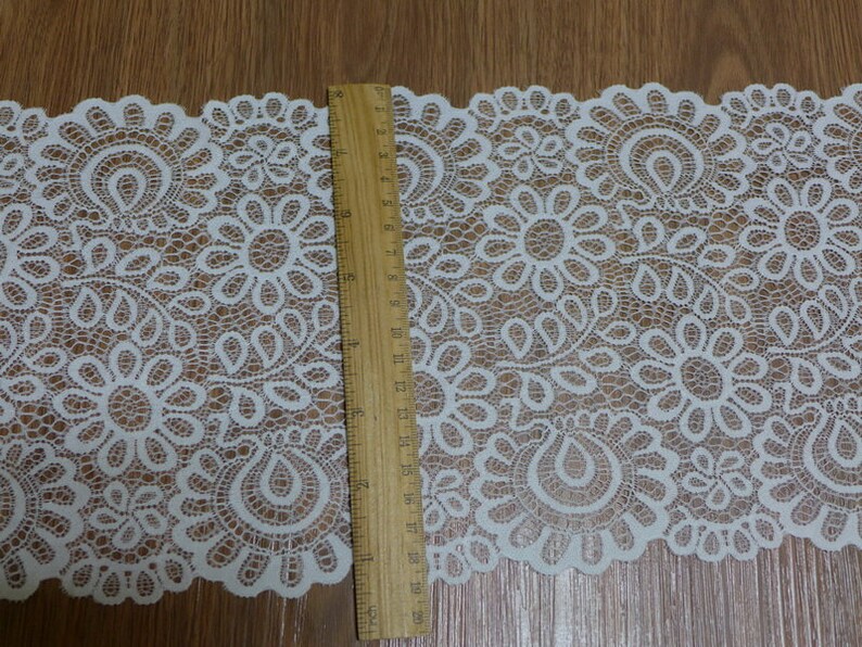 Stretch Lace Elastic Fabric Trim, Black Lace, Off white Stretch, Lace pour bandeaux, par 2 yards off white