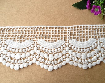 Off White Cotton Lace, Scalloped Lace, Venice Lace Trim, Costume Supplies