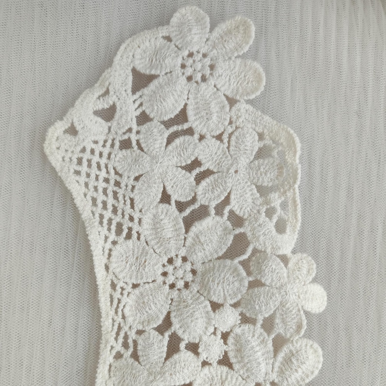 Cotton Collar, Beige Daisy Flower Collar, Collar Appliques, 1 Pair image 6