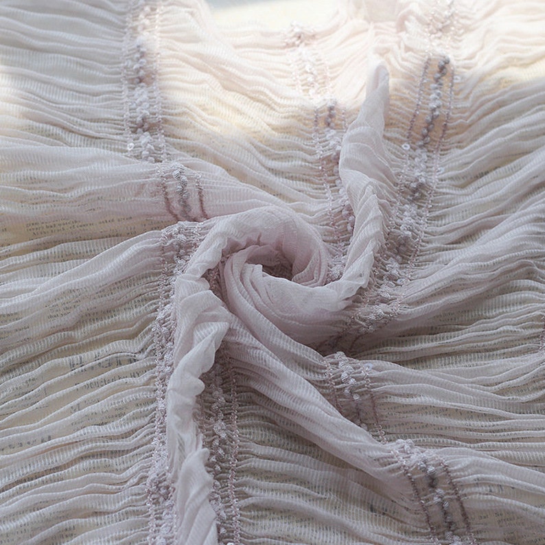 Cupcake dress Lace Top 1 yard Soft Pleated Chiffon lace Fabric Party Dress Striped Sequin Ruffled fabric For Spring Dress Wedding Dress