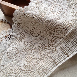 Beige Crocheted Scalloped Lace Ecru Cotton Lace Trim Retro Design Lace, By 1 Yard image 4