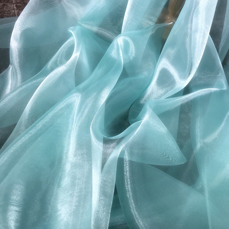 Aqua Shimmer Organza tessuto di pizzo, tessuto trasparente Gleam per abito  da sposa, Papillon, Houte Couture, Fotografia, Fodera dell'abito, Da 1 yard  -  Italia