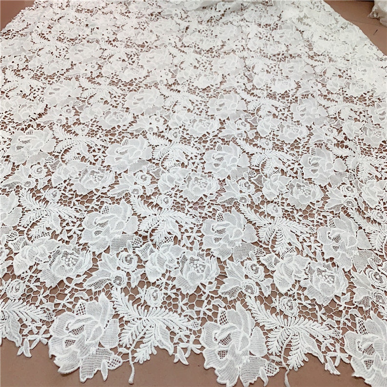 Stunning Heavy White Guipure Lace Fabric Floral Guipure Lace Etsy