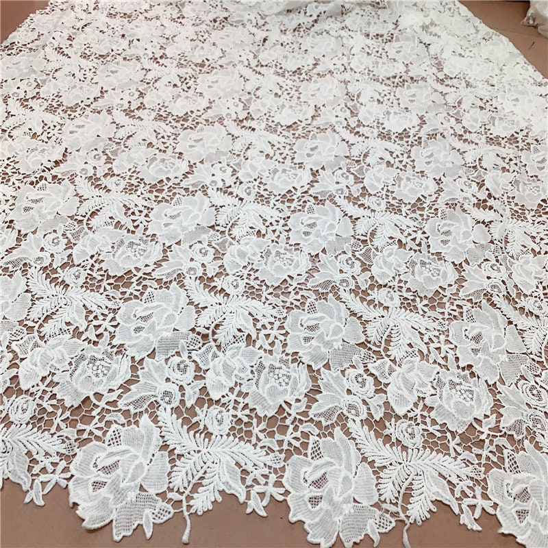 Stunning Heavy off White Guipure Lace Fabric, Floral Guipure Lace Fabric,  Bridal Lace Fabric for Prom, Evening Dress, Haute Couture, 47.2'' -   Canada
