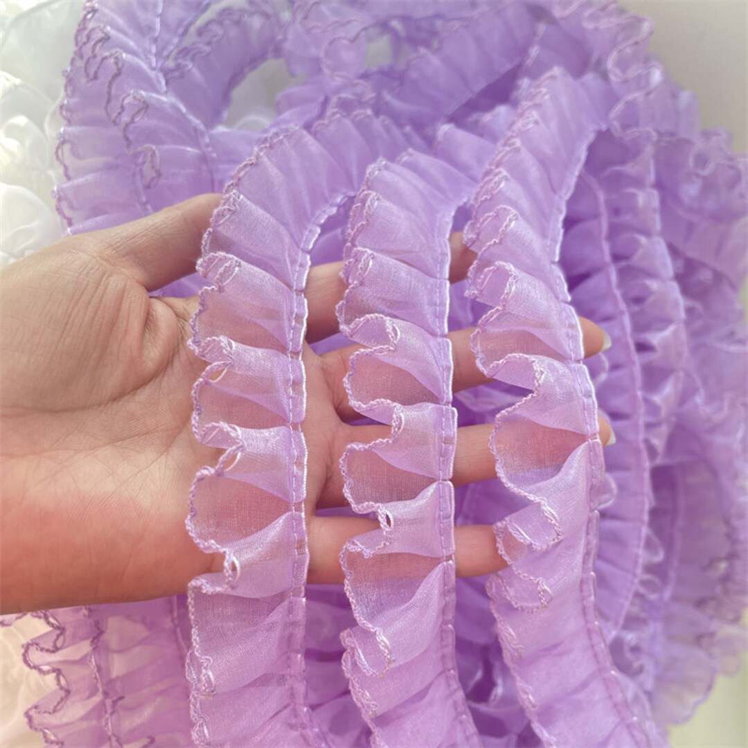 Narrow Pleated Lace Trim, Sheer Ruffled Frill Trimming for Victorian