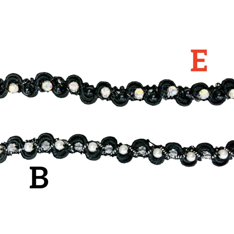 Delicate Acrylic Beads + Faux Pearls trim, Gold thread Bridal Trim, Pearl Beading Trim, 9 mm width, By 1 yard image 13