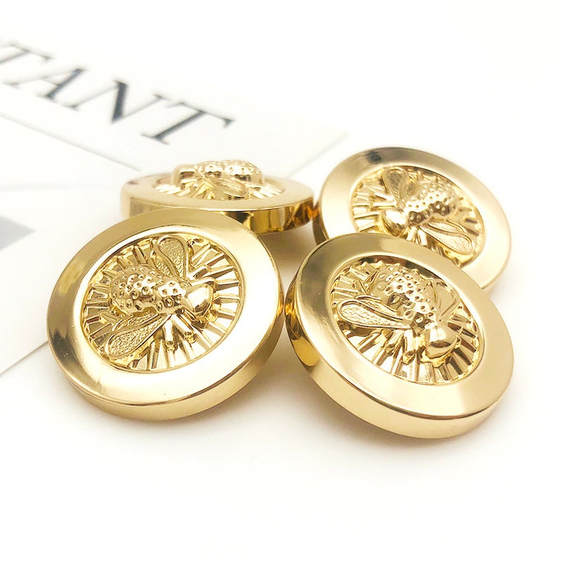 50 Pcs Lovely Dark Gold Bumblebee Shank Buttons, Round Insect Buttons ...