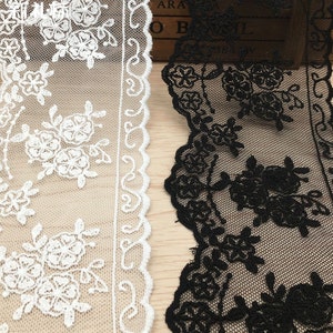 Adorno de encaje de tul bordado de flores rosas, encaje de vieira con apliques de flores para tutú de bebé, proyectos de costura, mangas, disfraces