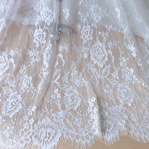 Off White Chantilly Lace Fabric Beautiful Rose Motif Lace Wedding Dress Fabric for bridesmaid gowns, Bridal Robes, Boho Dress