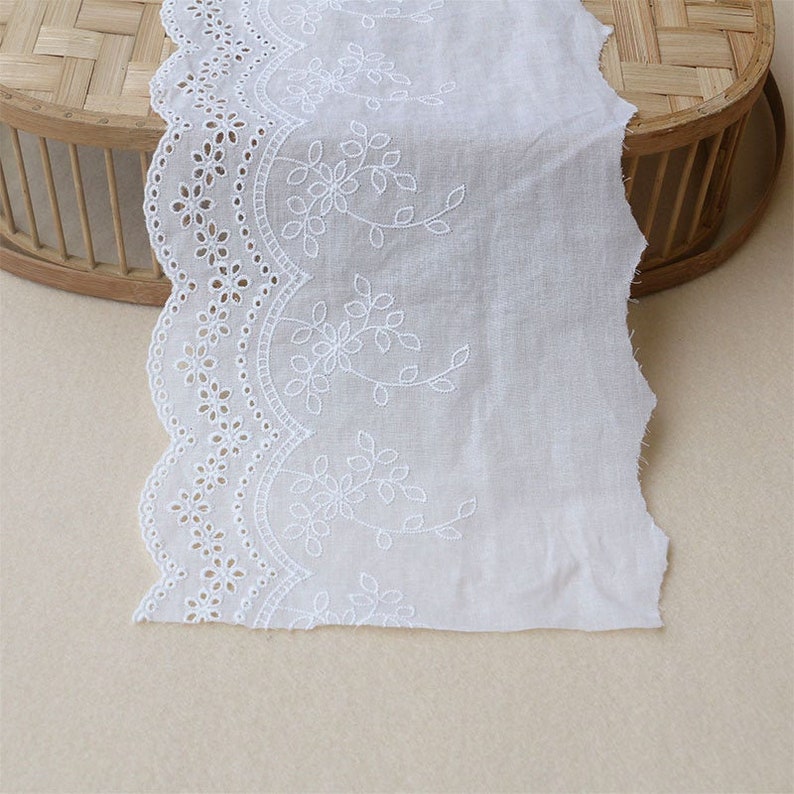 Wide Cotton Embroidery Lace Trim Eyelets Scallop Border Wave - Etsy
