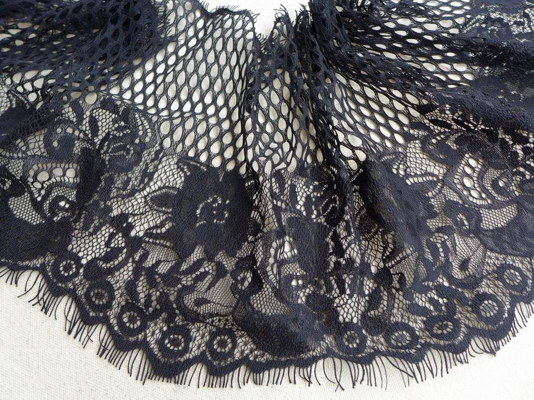 Black Chantilly Lace Trim, Flower Trim and Hollowed-out, Black Wedding ...