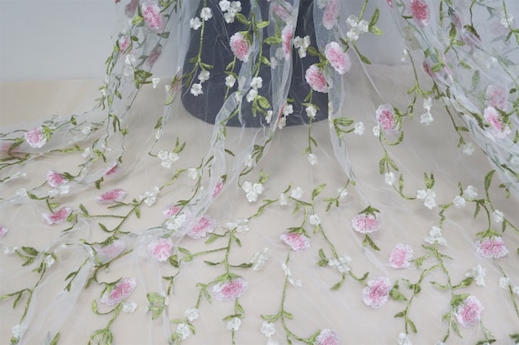 embroidered fabric for dresses uk Geo Border Embroidered Cotton Blend Fabric