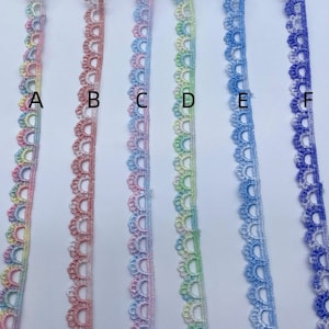 14 yards Ombre Venice colorful Lace Trim, Hollow Out narrow Lace For Doll Dress, Costume Design, DIY sewing, Veil Edge, cosplay necklace