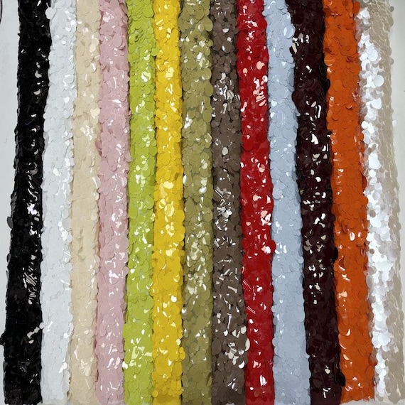 Stunning Sequin Chiffon Base Fabric, Different Size Sequins Fabric, DIY Couture Gown, Tank Top, Formal Dress, Women Blazer Fabric