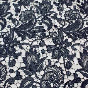 Vintage Black Venice Lace Fabric, Crochet Lace Fabric, Wedding Gowns ...