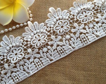 Off White Cotton Lace, Victorian Fabric Lace, Craft Lace Trim, Floral Lace Trim, By 2 Yards