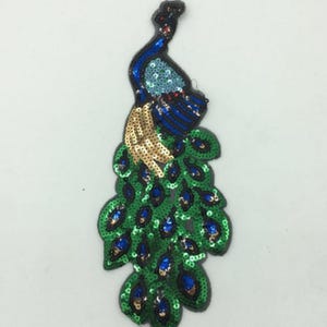 Stunning Peacock Sequin Embroidery Applique For Evening Gown, Denim Jacket, Dance Costume, Tote Bag, Hat