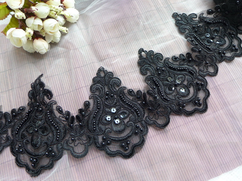 Black Beaded Trim - Etsy