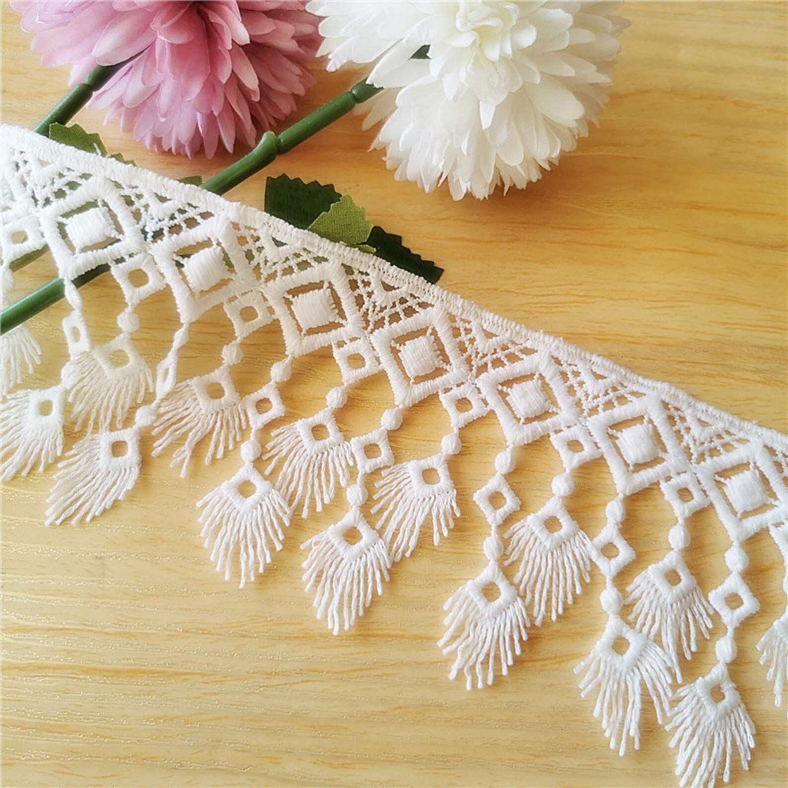 Delicate Fringe Geometry Lace Trim Crochet Tassel Trim for | Etsy