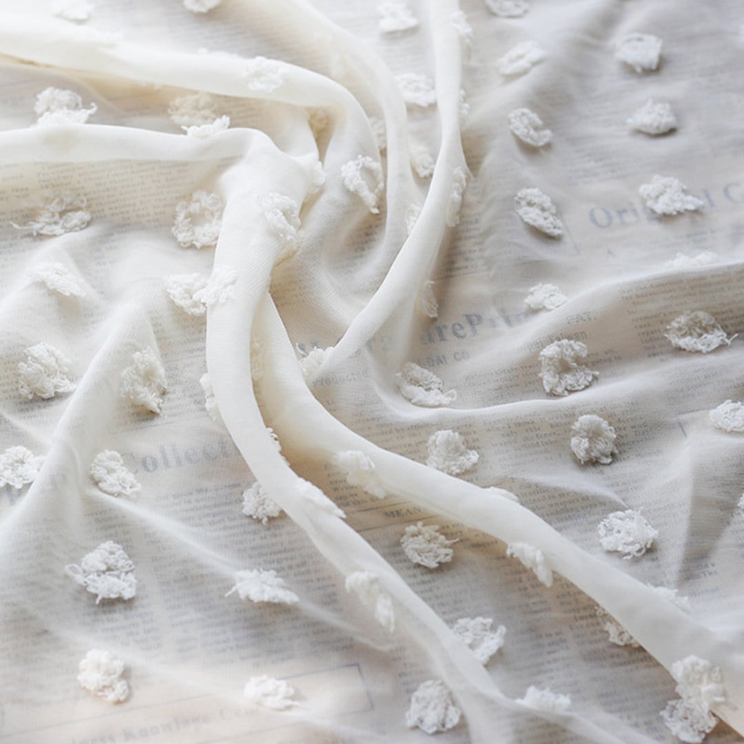 Weich fließender Chiffon Stoff, beflockte Punkte gepunktet