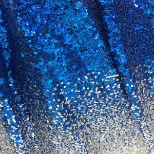 Royal Blue and Silver Sequins Ombre Lace Fabric Paillette - Etsy