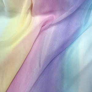 Gradient Chiffon fabric, Multi-Tones Rainbow Soft Flowing Fabric For Prom, Curtain, Haute Couture, Colorful Dance Dress, Photography