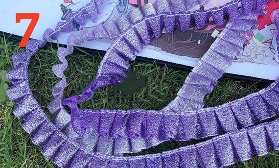 Narrow Ruffled Lace Ribbon Trim, Edge Pleated Lace Trim for