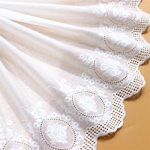 Retro Bouquet Cotton Embroidery Lace Trim, Unique Flowers Border trim for Baby Toddle Smock Dress, Garment Sewing, By 1 Yard