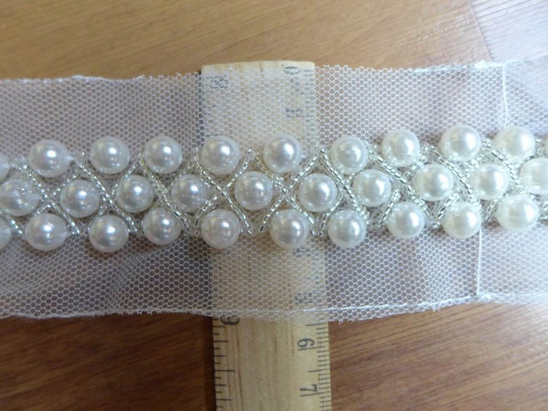 Beaded Trim Ivory Pearl Beaded Lace Beaded Bridal Sashes Etsy