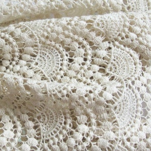 Vintage Cotton Lace Fabric Cream Embroidered Wedding Bridal Fabric ...