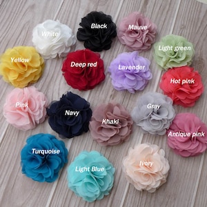 16 Colors - Soft Chiffon Flower, Wedding Lace Flower Applique, Flower Trim, Headband flowers, Wholesale - You Pick Colors, By 2 pcs