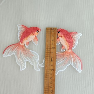 Vivid Goldfish Embroidered Mesh Patch, Cute Fish Iron-On Patch, Dance Dress Costume, Shoes, Millinery, Kid's Clothing Patch image 9