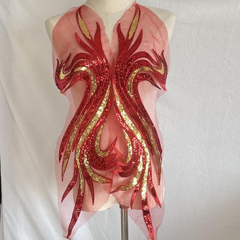 Red and Gold Long Dress - Etsy