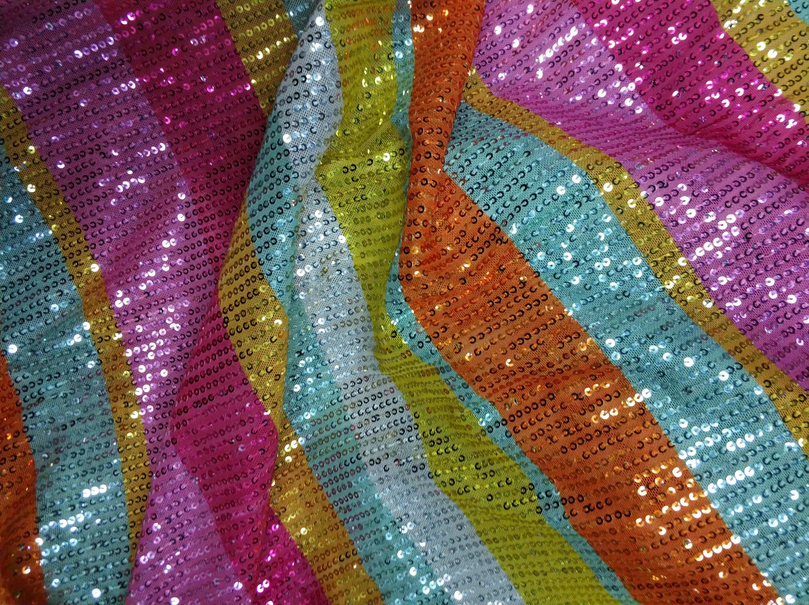 Sparkle Ombre Stripe Sequins lace fabric Rainbow Stretch Etsy