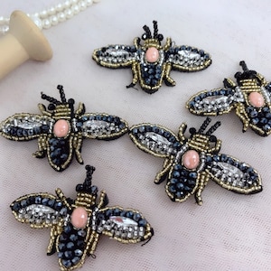 Beaded Bee Patches, Crystal Embroidered Patches, Beaded Jewelry For Shoes, Hats Decoration, Backpack Accessories