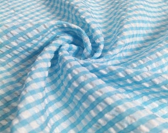 Zachte tweekleurige ruitenstof, blauw/zwarte Venetië-stof, helder textuurmateriaal, voor tafelkleed, gordijn, kinderkleding, haarelastiekje