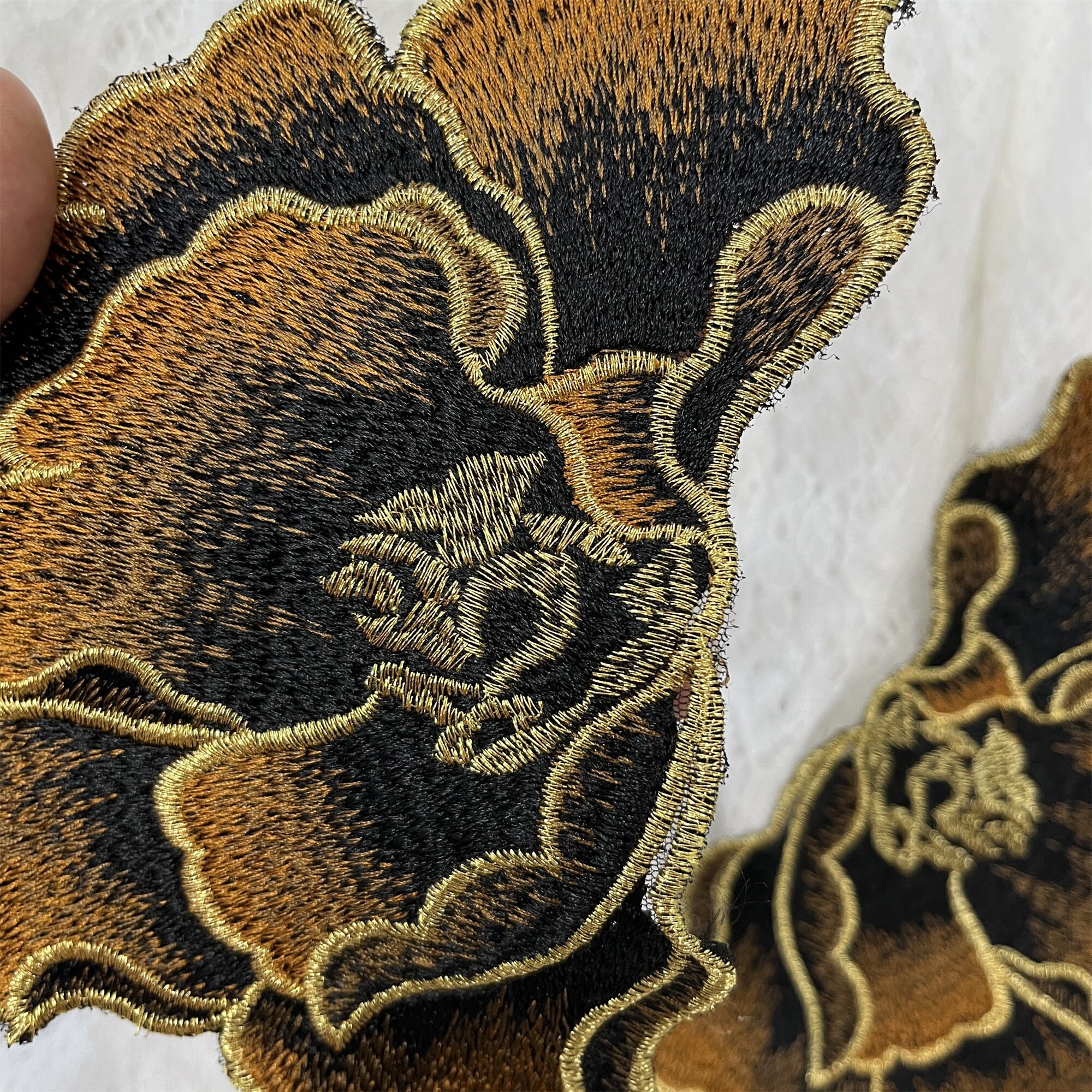 Peony Embroidery Jacket Lace Applique, Brown Embroidery