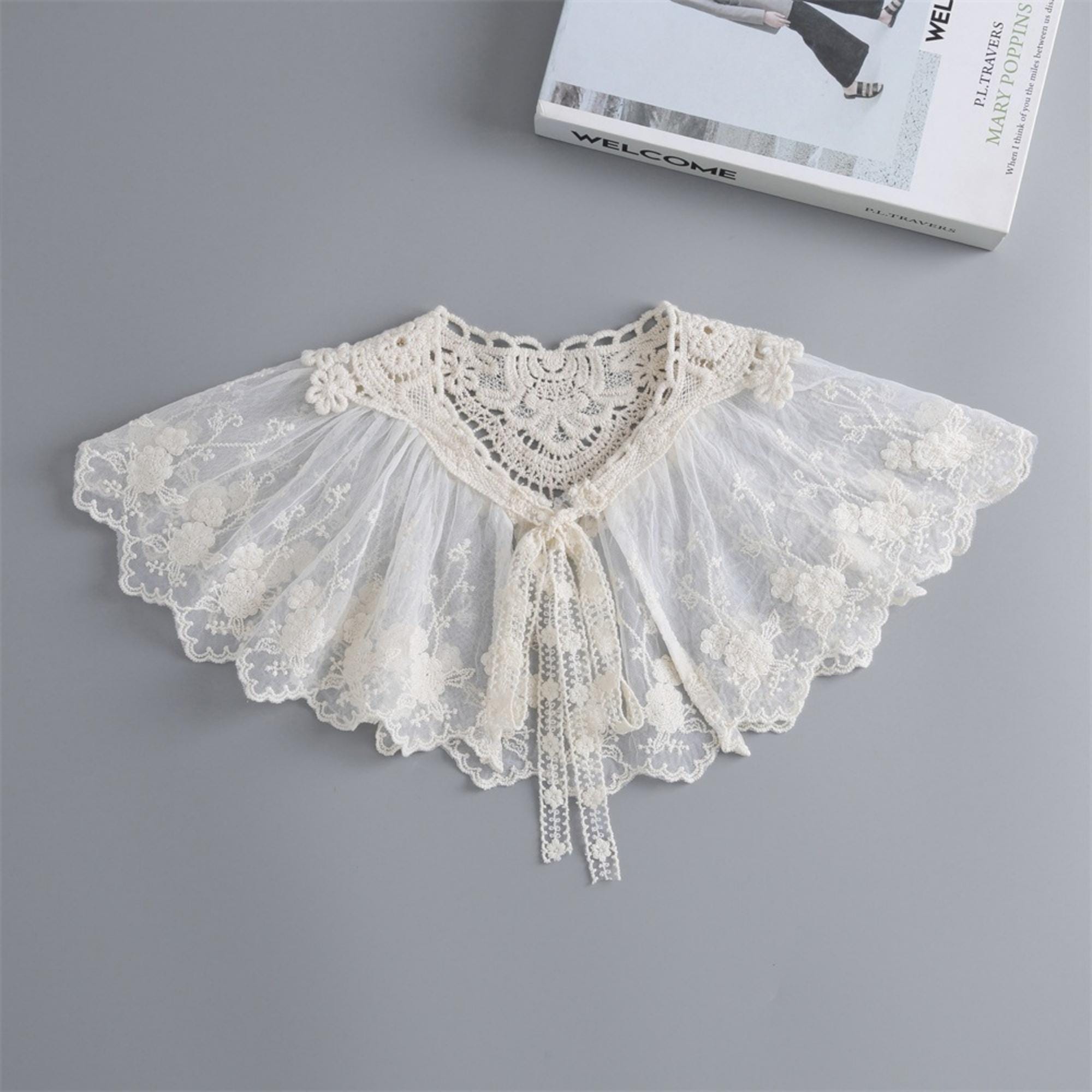 【新品・希少】MARGE×IENA Lace embroidery collar Embroidery Venice Lace Collar Trim , Mesh Floral Necklace, Scallop