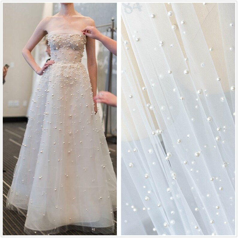 Lace Fabric Bead Pearl Tulle Lace Fabric Tulle Embroidery ...