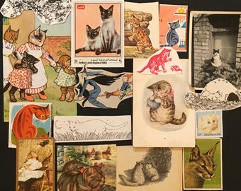 Unique vintage cat and kitten themed ephemera