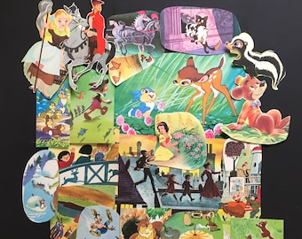 Lot vintage d'illustrations éphémères Disney pour enfants